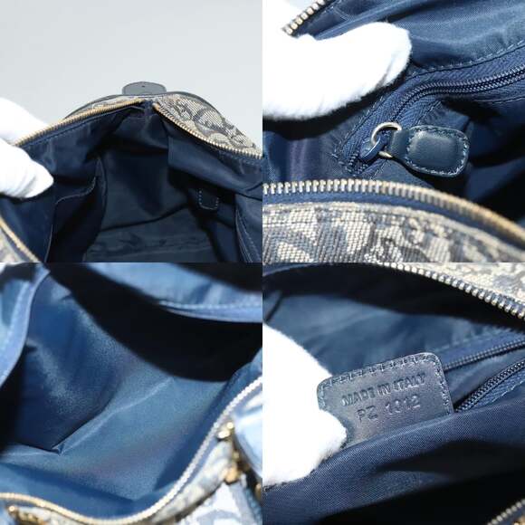 DIOR Trotter Canvas Boston Bag Navy Gold - Picture 12 of 12